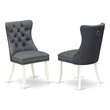 East West Furniture Faux Leather Parson Dining Chair in Platinum Gray (Set of 2)