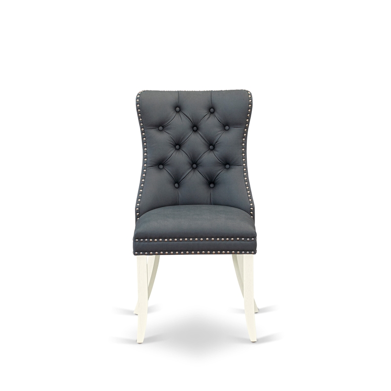 East West Furniture Faux Leather Parson Dining Chair in Platinum Gray (Set of 2)