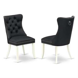 East West Furniture Faux Leather Parson Dining Chair in Dark Gray (Set of 2)