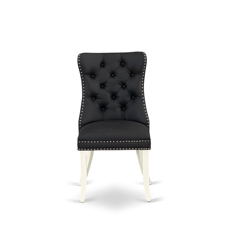 East West Furniture Faux Leather Parson Dining Chair in Dark Gray (Set of 2)