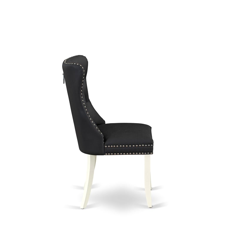 East West Furniture Faux Leather Parson Dining Chair in Dark Gray (Set of 2)