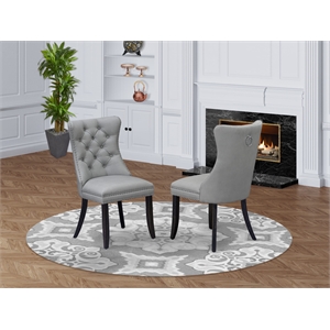East West Furniture Parson Dining Chair Sand Blasted Black/Light Gray (Set of 2)
