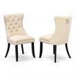 East West Furniture Linen Fabric Parson Dining Chair in Light Beige (Set of 2)