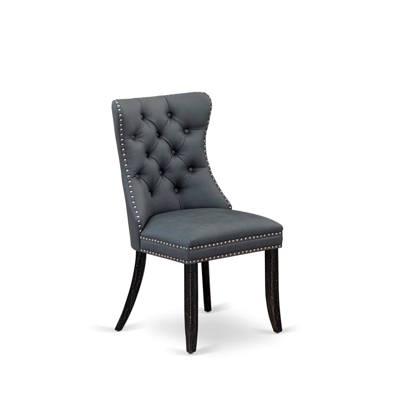East West Furniture Faux Leather Parson Dining Chair in Platinum Gray (Set of 2)