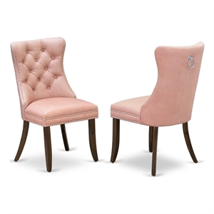 East West Furniture Faux Leather Parson Dining Chair in Beige Red (Set of 2)