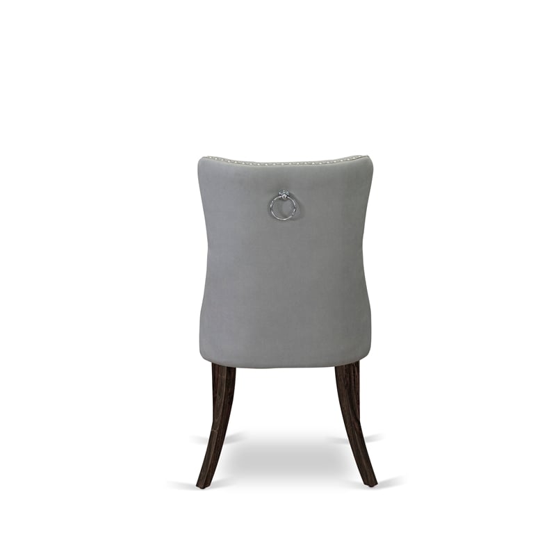 East West Furniture Parson Dining Chair in Jacobean/Light Gray (Set of 2)