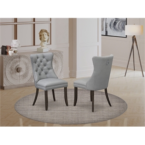East West Furniture Parson Dining Chair in Jacobean/Light Gray (Set of 2)