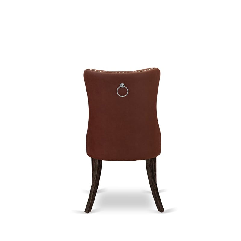 East West Furniture Faux Leather Parson Dining Chair in Burgundy (Set of 2)