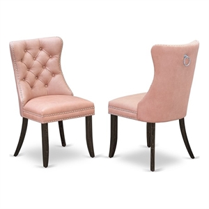East West Furniture Faux Leather Parson Dining Chair in Beige Red (Set of 2)