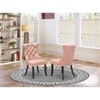 East West Furniture Faux Leather Parson Dining Chair in Beige Red (Set of 2)