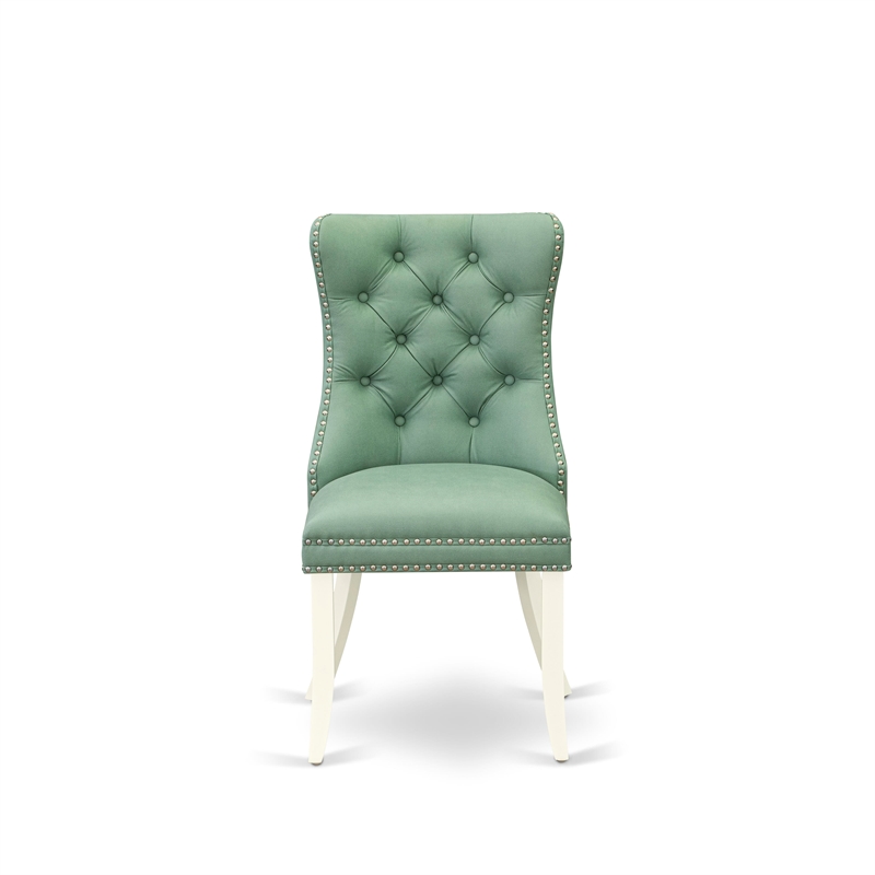 East West Furniture 3-Piece Dining Table Set  in Linen White/Willow Green