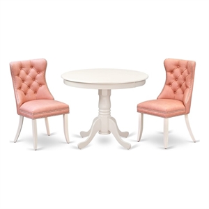 East West Furniture 3-Piece Dinette Set for Small Space in Linen White/Beige Red