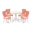 East West Furniture 5-Piece Kitchen Table Set in Linen White/Beige Red