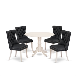 East West Furniture 5-Piece Dining Set for Small Spaces in Linen White/Dark Gray