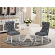 East West Furniture 3-Piece Modern Dining Table Set in Linen White/Platinum Gray