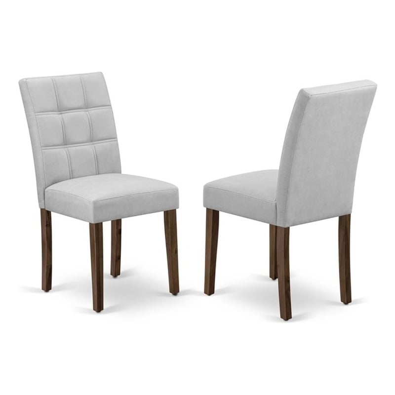 East West Furniture Faux Leather Parson Dining Chair in Light Gray (Set of 2)