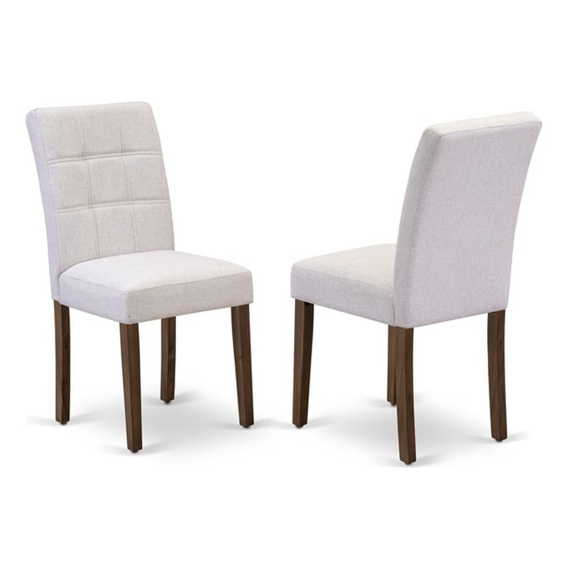 East West Furniture Linen Fabric Parson Dining Chair in Mist Beige (Set of 2)