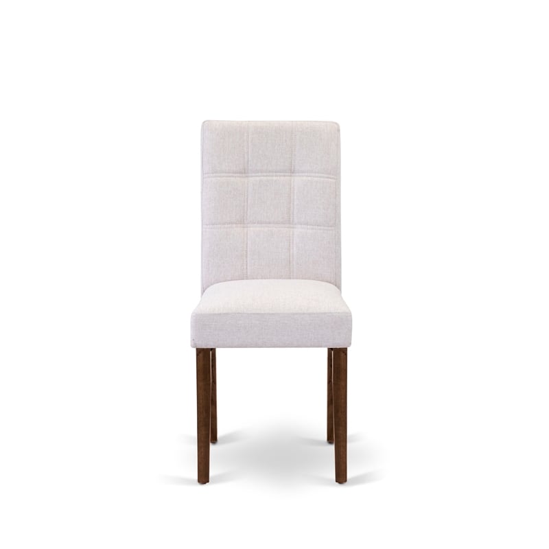 East West Furniture Linen Fabric Parson Dining Chair in Mist Beige (Set of 2)