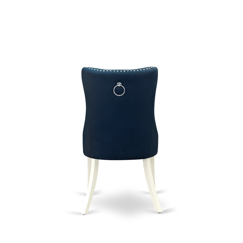 East West Furniture 3-Piece Dining Room Set in Linen White/Navy Blue