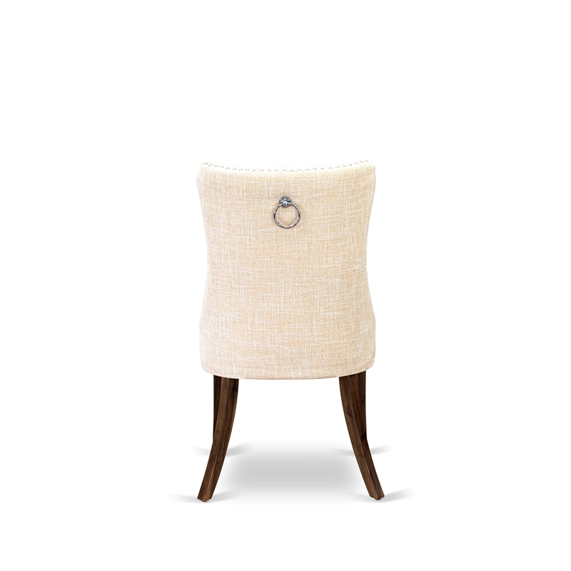 East West Furniture 3-Piece Dining Table Set in Antique Walnut/Light Beige