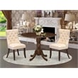 East West Furniture 3-Piece Dining Table Set in Antique Walnut/Light Beige
