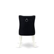 East West Furniture Linen Fabric Parson Dining Chair in Black (Set of 2)