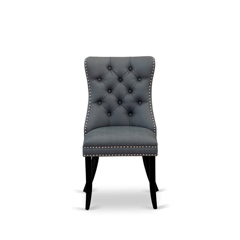 East West Furniture Faux Leather Parson Dining Chair in Platinum Gray (Set of 2)
