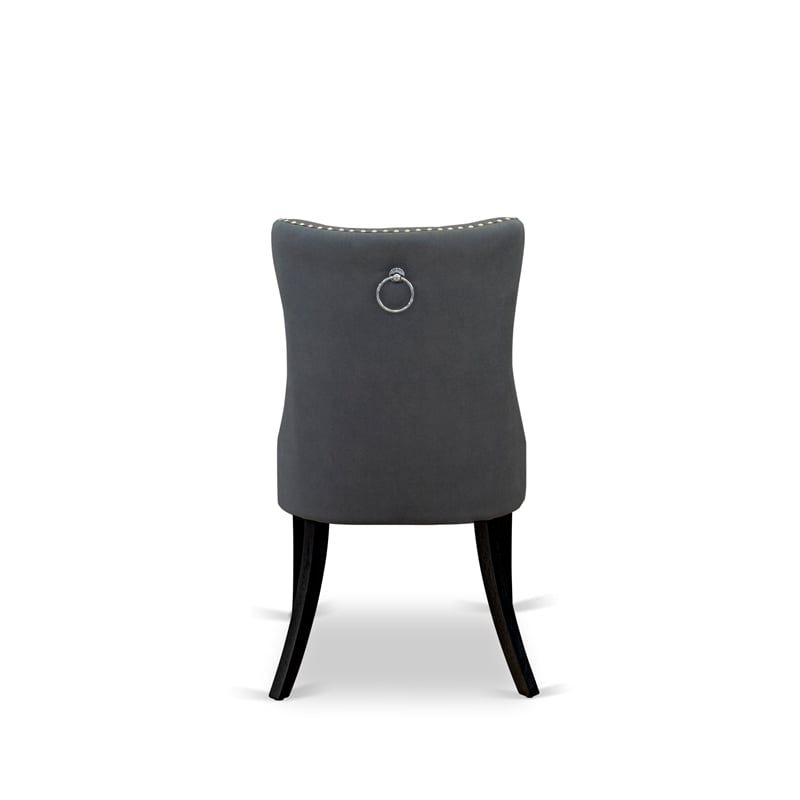 East West Furniture Faux Leather Parson Dining Chair in Platinum Gray (Set of 2)