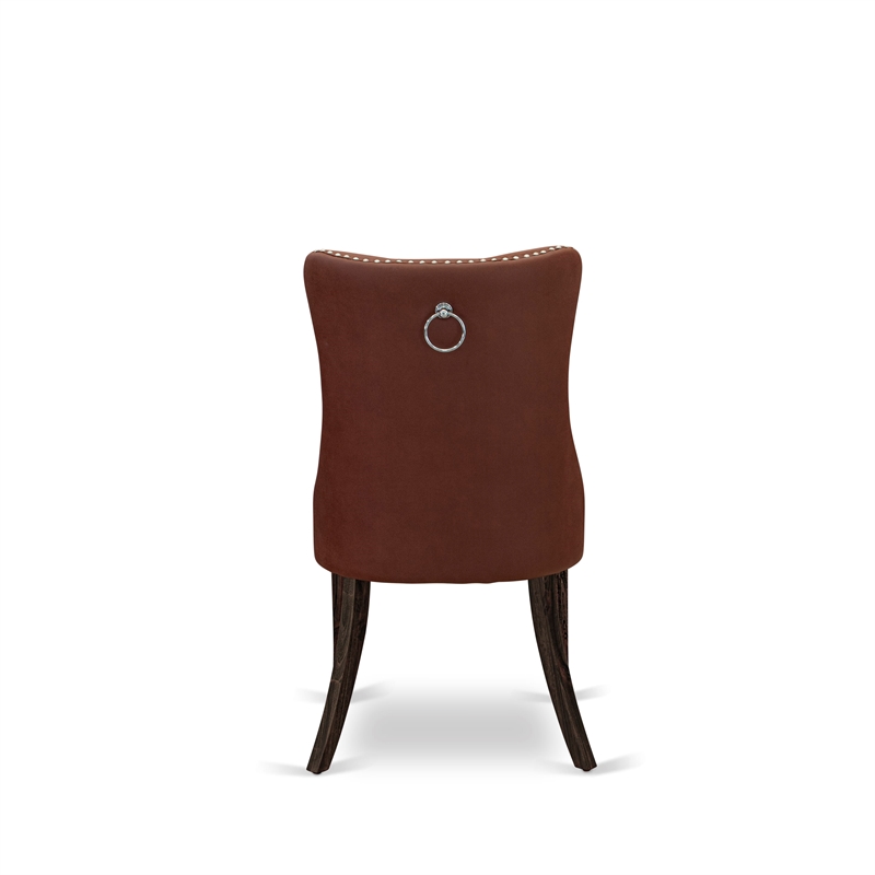 East West Furniture Faux Leather Parson Dining Chair in Navy Blue (Set of 2)