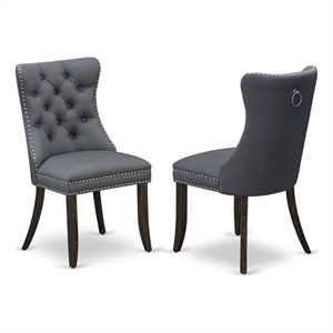 East West Furniture Faux Leather Parson Dining Chair in Platinum Gray (Set of 2)