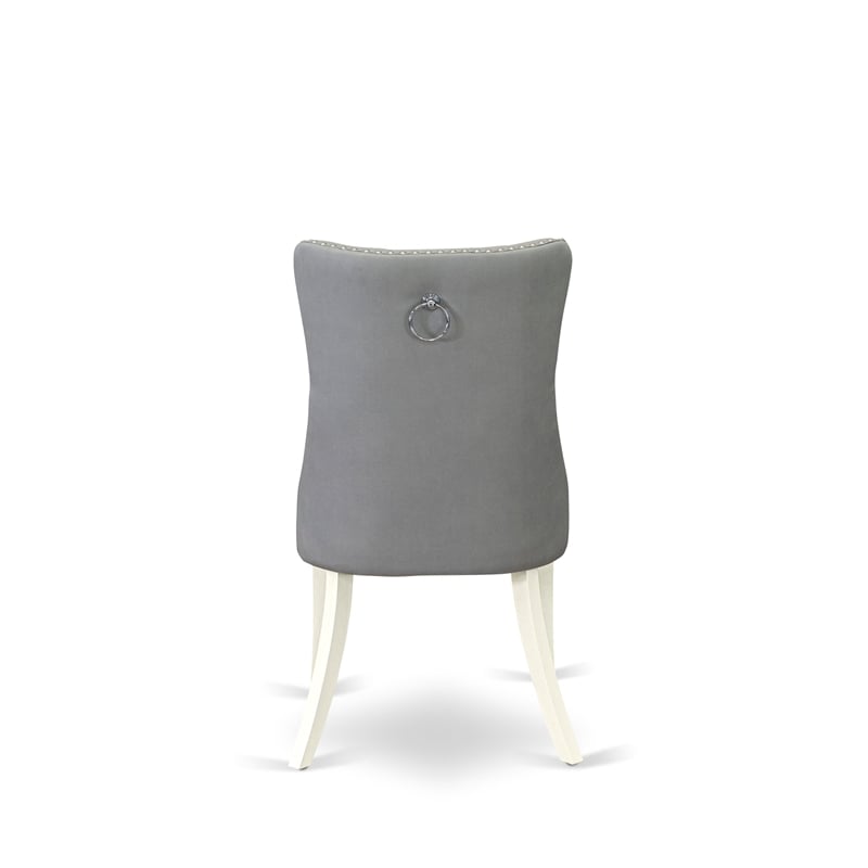 East West Furniture Parson Dining Chair in Linen White/Light Gray (Set of 2)