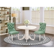 East West Furniture 3-Piece Dinette Set in Linen White/Willow Green