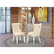 East West Furniture Linen Fabric Parson Dining Chair in Light Beige (Set of 2)