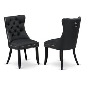 East West Furniture Faux Leather Parson Dining Chair in Dark Gray (Set of 2)