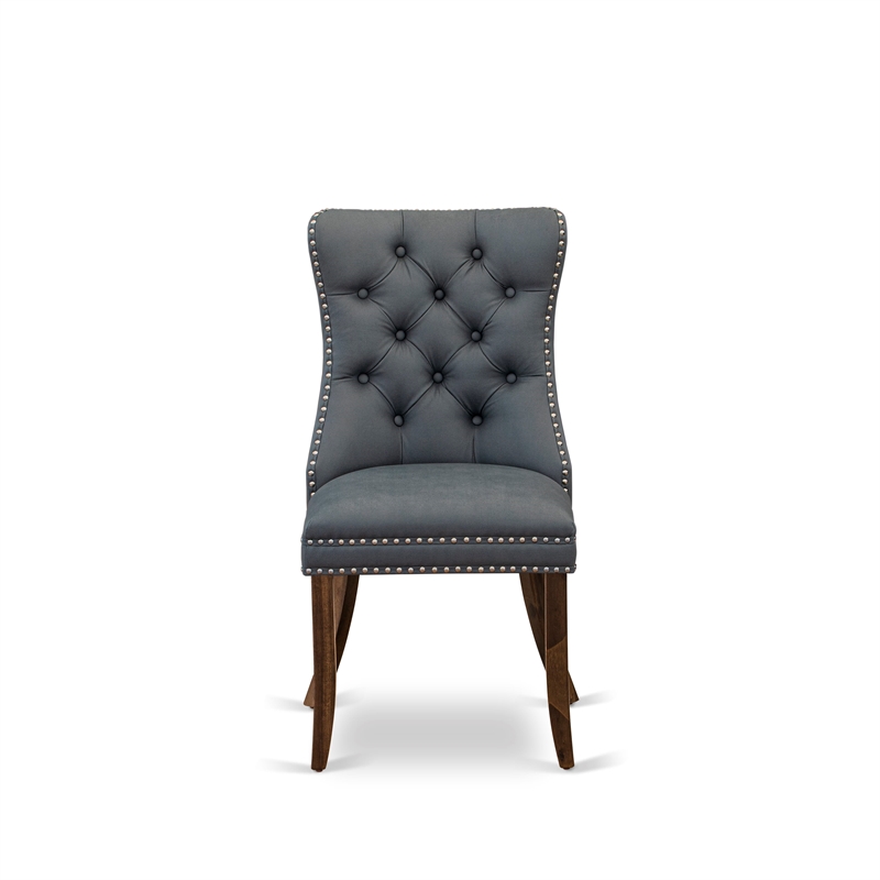 East West Furniture Faux Leather Parson Dining Chair in Platinum Gray (Set of 2)