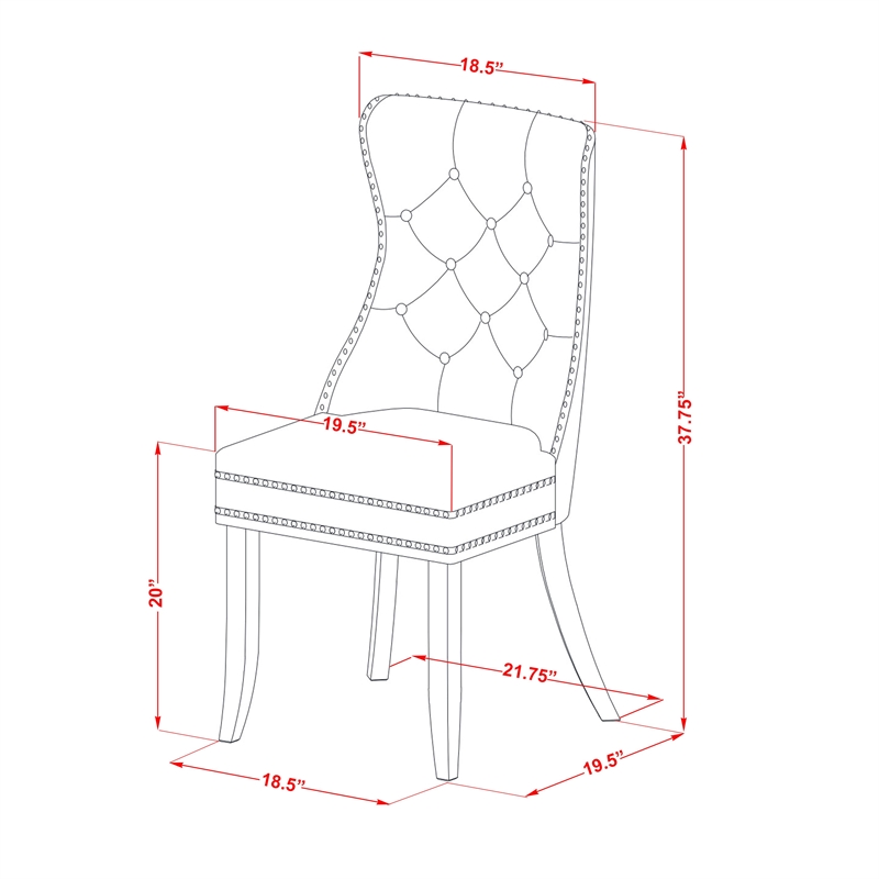 East West Furniture Faux Leather Parson Dining Chair in Platinum Gray (Set of 2)