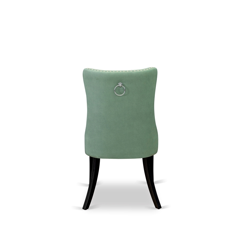 East West Furniture Faux Leather Parson Dining Chair in Willow Green (Set of 2)