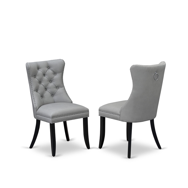 East West Furniture Parson Dining Chair Wirebrushed Black/Light Gray (Set of 2)