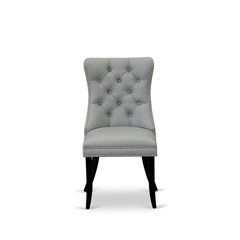 East West Furniture Parson Dining Chair Wirebrushed Black/Light Gray (Set of 2)