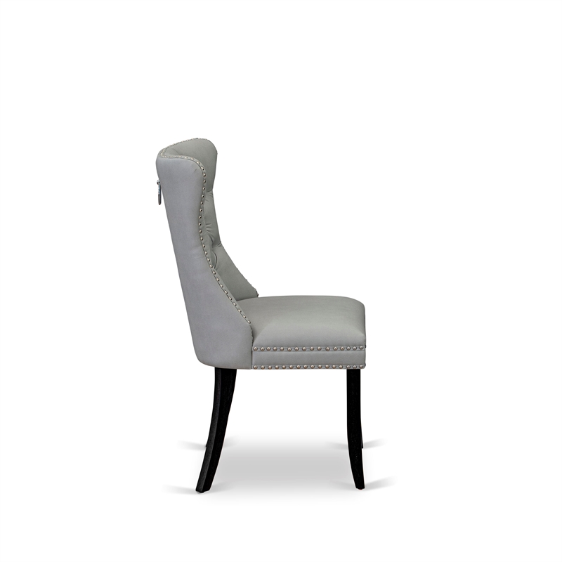 East West Furniture Parson Dining Chair Wirebrushed Black/Light Gray (Set of 2)