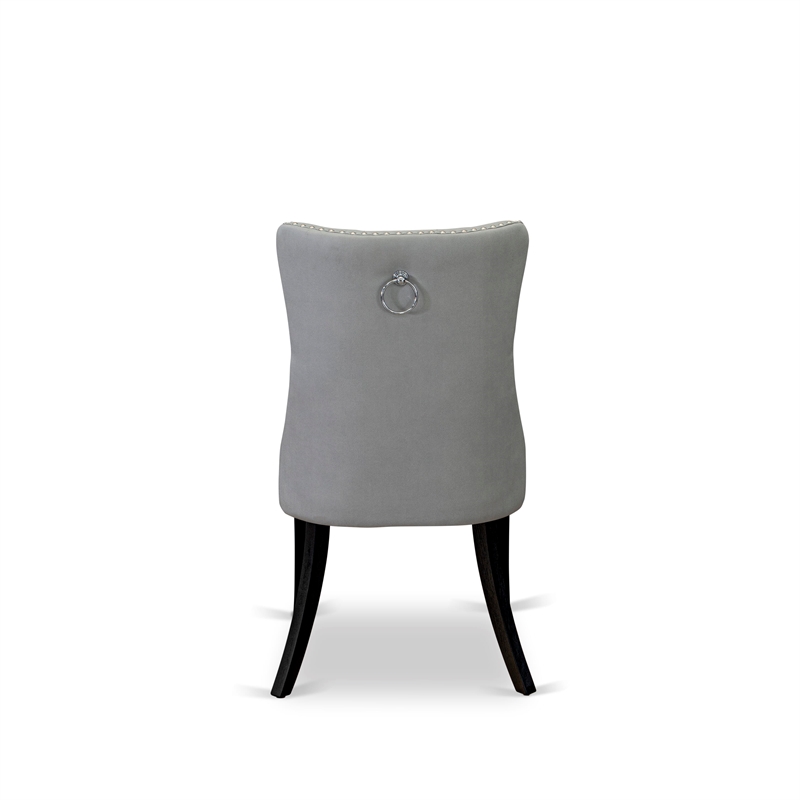 East West Furniture Parson Dining Chair Wirebrushed Black/Light Gray (Set of 2)