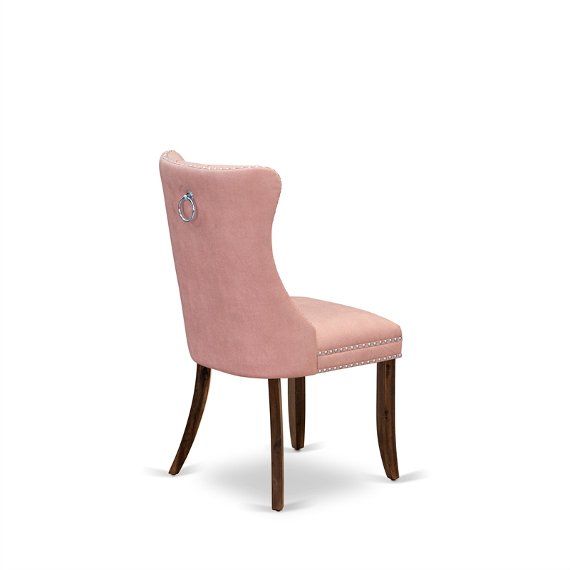 East West Furniture 5-Piece Dining Table Set in Beige Red/Antique Walnut