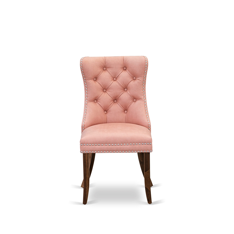 East West Furniture 5-Piece Dining Table Set in Beige Red/Antique Walnut