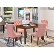 East West Furniture 5-Piece Dining Table Set in Beige Red/Antique Walnut