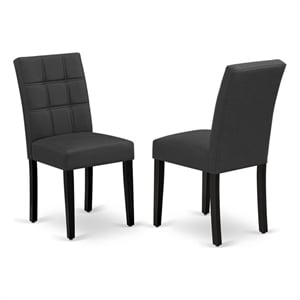 East West Furniture Faux Leather Parson Dining Chair in Dark Gray (Set of 2)