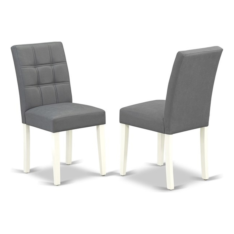 East West Furniture Faux Leather Parson Dining Chair in Platinum Gray (Set of 2)