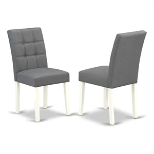 East West Furniture Faux Leather Parson Dining Chair in Platinum Gray (Set of 2)
