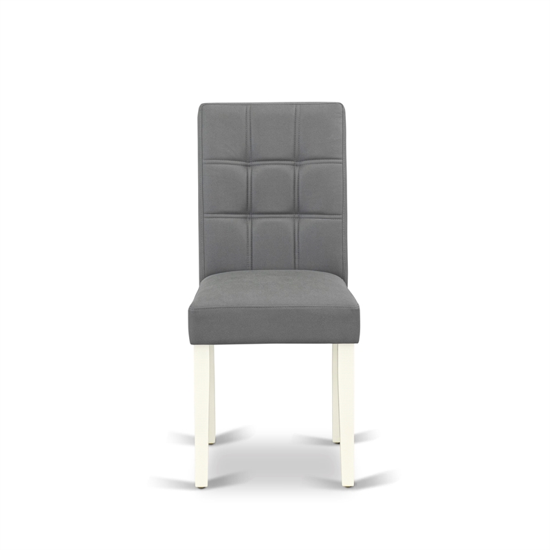 East West Furniture Faux Leather Parson Dining Chair in Platinum Gray (Set of 2)