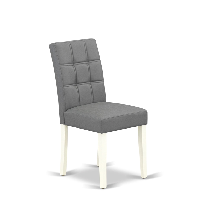 East West Furniture Faux Leather Parson Dining Chair in Platinum Gray (Set of 2)