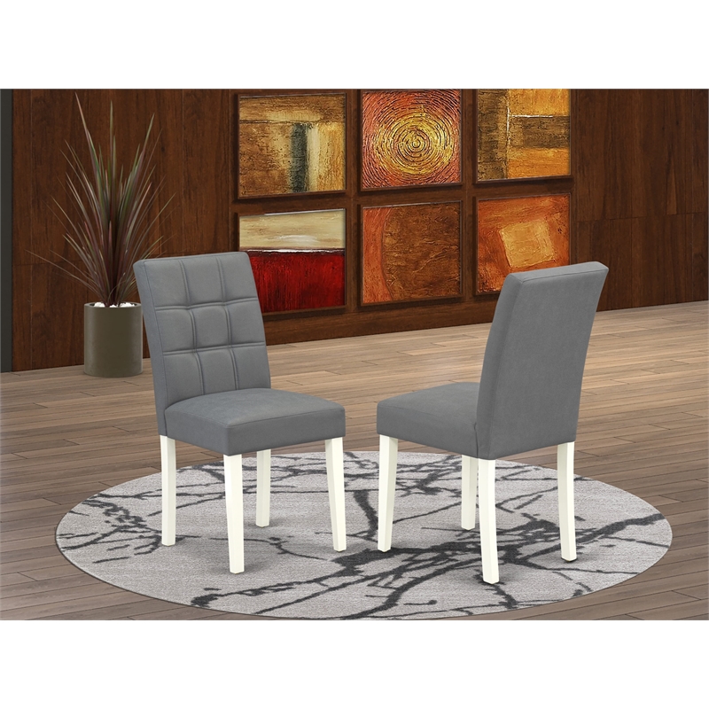 East West Furniture Faux Leather Parson Dining Chair in Platinum Gray (Set of 2)